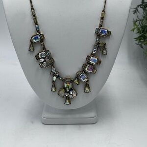 J.‎ Crew Necklace with Iridescent AB Crystals Rhinestones Asymmetrical Irregular